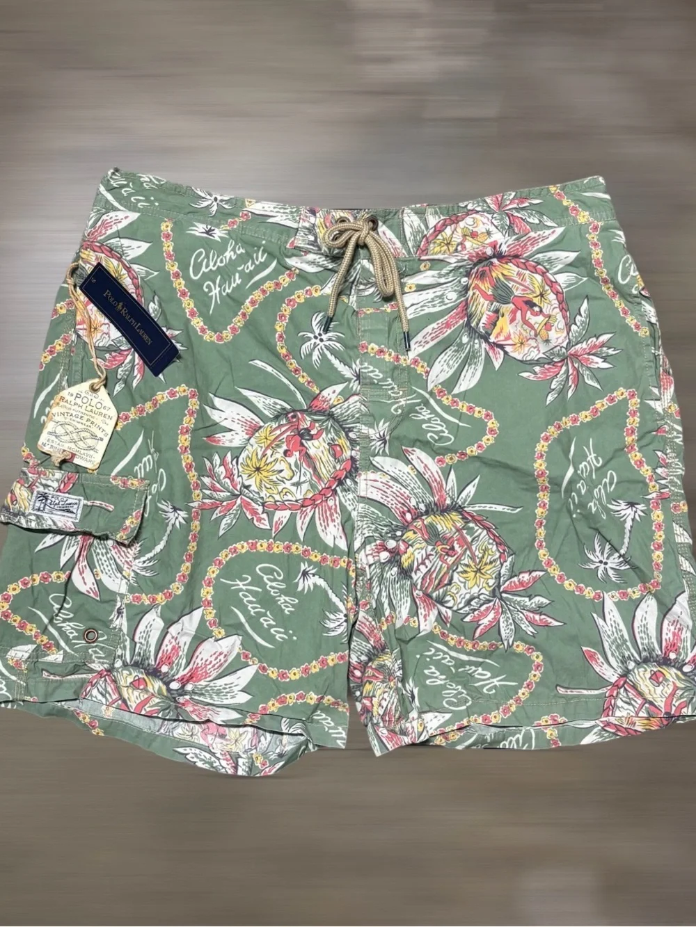 Polo Ralph Lauren Men’s Size 36-38” Vintage Aloha Hawaiian Print Swim Shorts